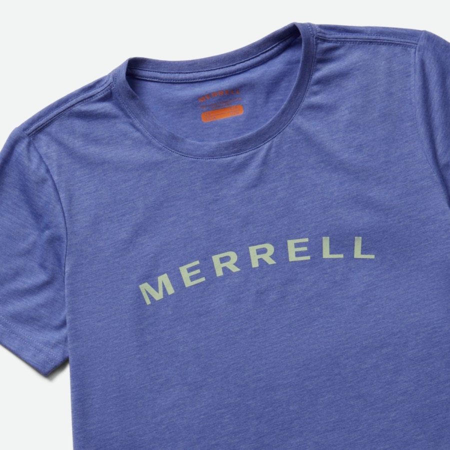 Camiseta De Manga Corta Merrell Wordmark Para Mujer Baja Blue Heather - Imagen 2