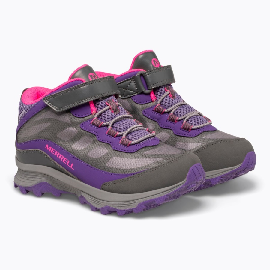 Merrell Big Kid's Moab Speed Mid A/c Impermeable Gris-rosa-morado - Imagen 3