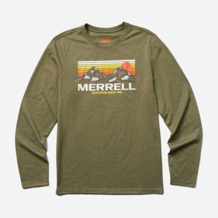 Merrell Camiseta De Manga Larga De Las Montañas De Merrell Para Hombre Polvoriento Oliva Brezo