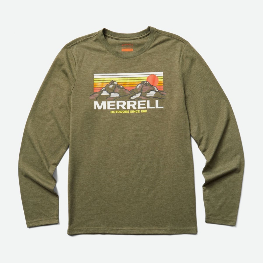 Merrell Camiseta De Manga Larga De Las Montañas De Merrell Para Hombre Polvoriento Oliva Brezo - Imagen 1